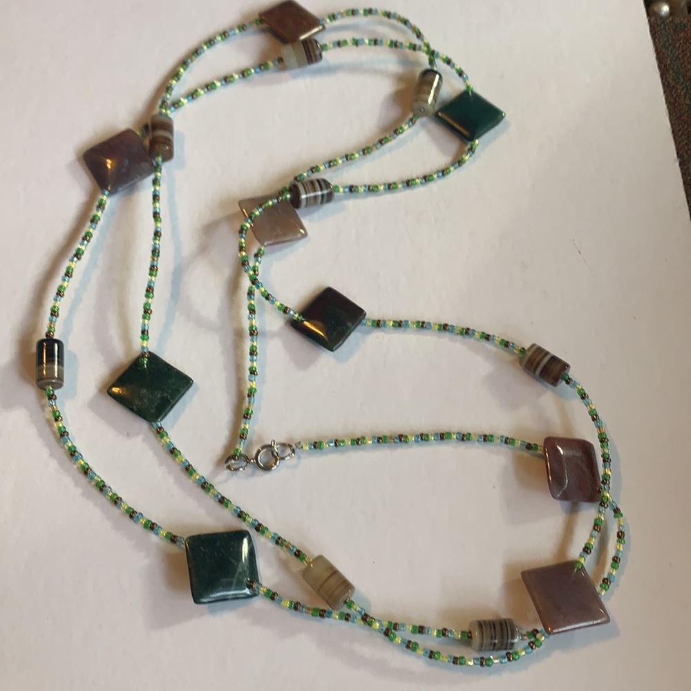 Beaded and stone necklace